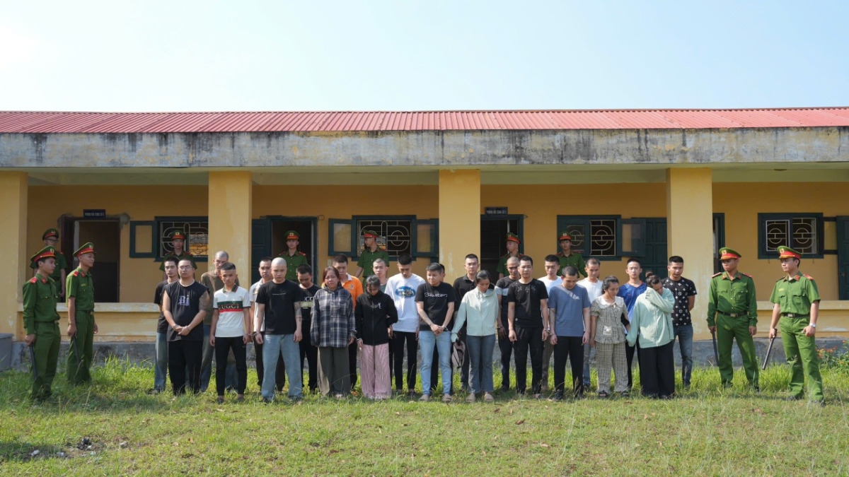 Các đối tượng trong đường dây bị bắt giữ. Ảnh: Cổng thông tin điện tử Công an tỉnh Quảng Trị.