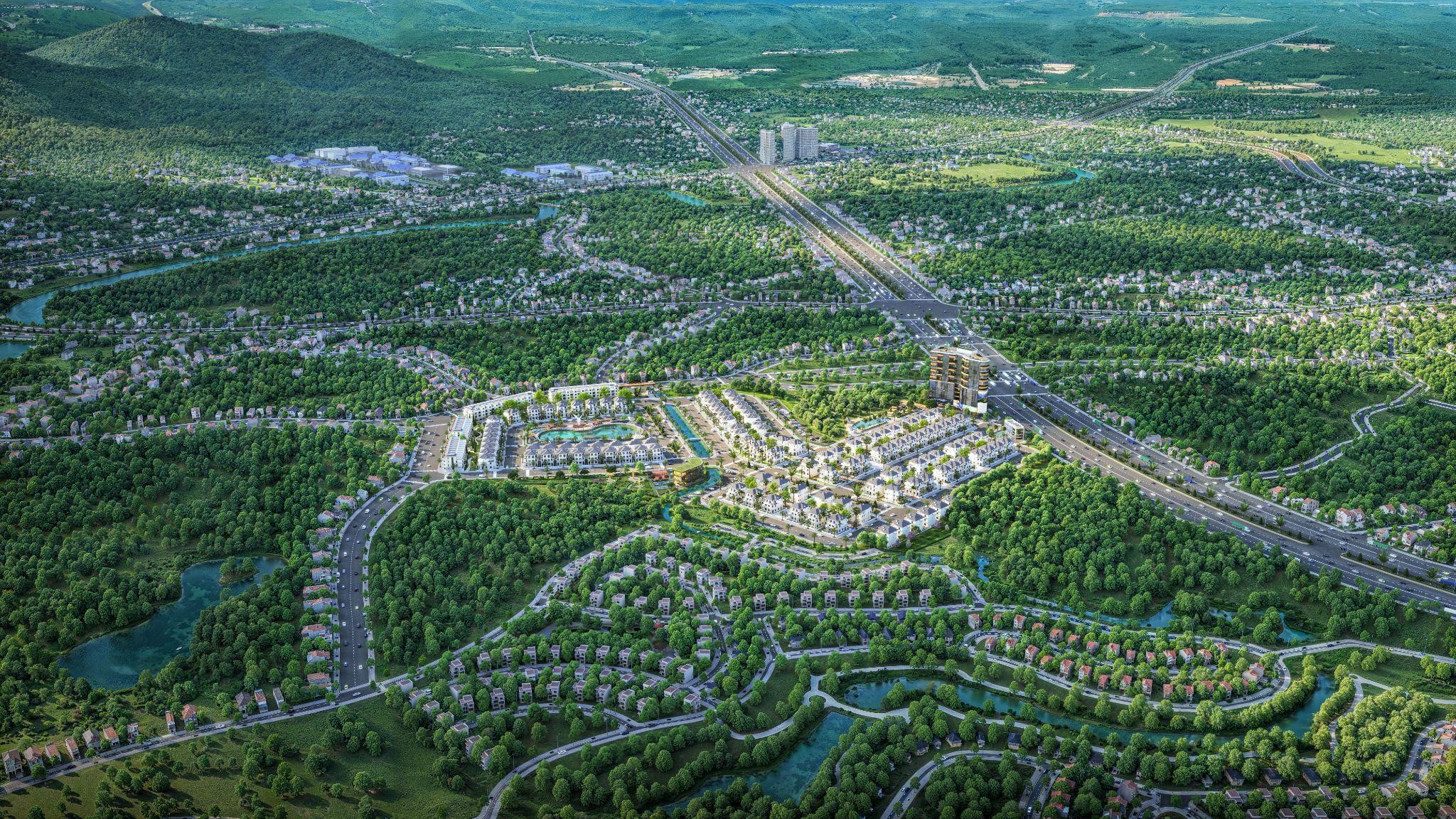 Dream Garden City – thành phố vườn thịnh vượng tại Lương Sơn. Ảnh phối cảnh dự án.
