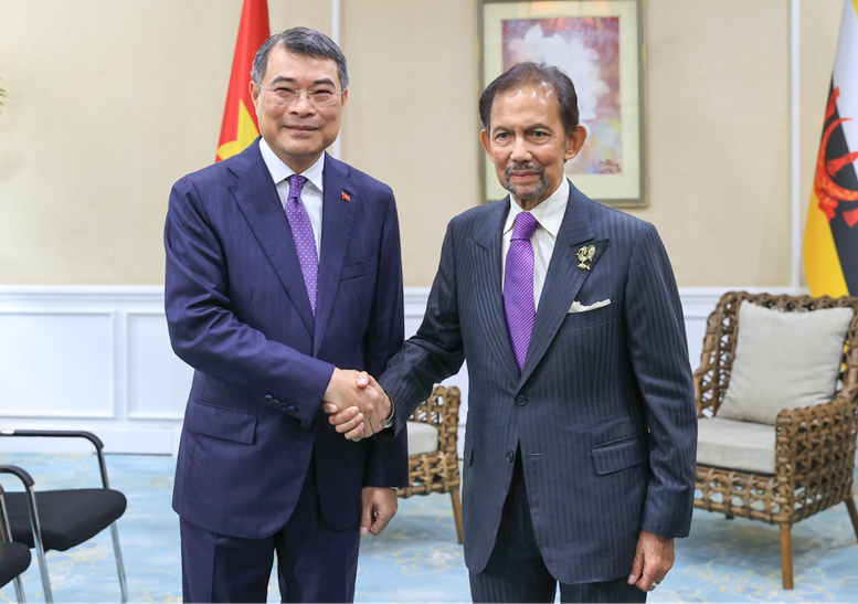 Thủ tướng Chính phủ Lê Minh Hưng có cuộc tiếp xúc song phương với Quốc vương Brunei Haji Hassanal Bolkiah - Ảnh: VGP