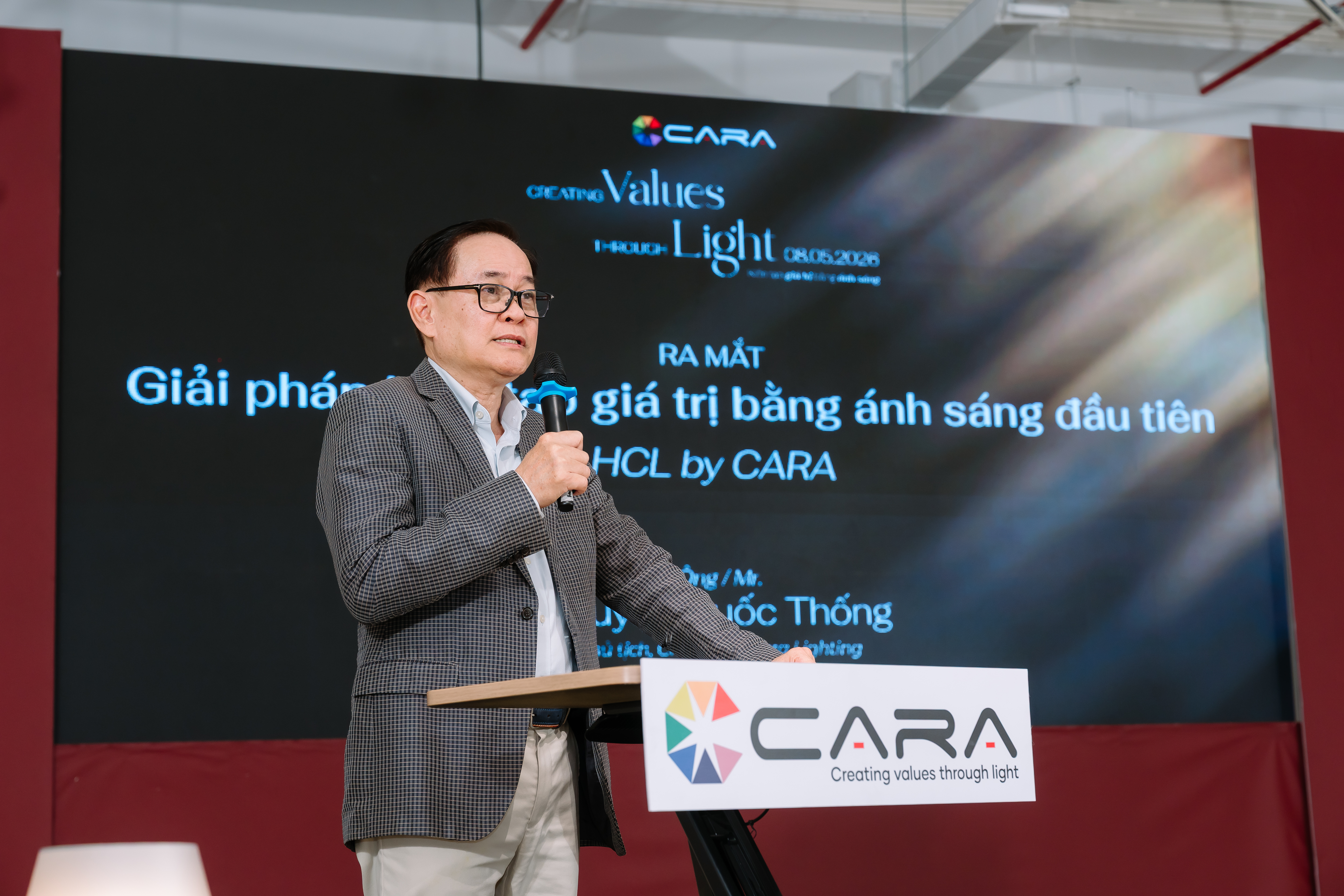 Ông Nguyễn Quốc Thống, Chủ tịch Hội đồng quản trị CARA Lighting Solution tại sự kiện "Creating Values Through Light", chiều 8/5.