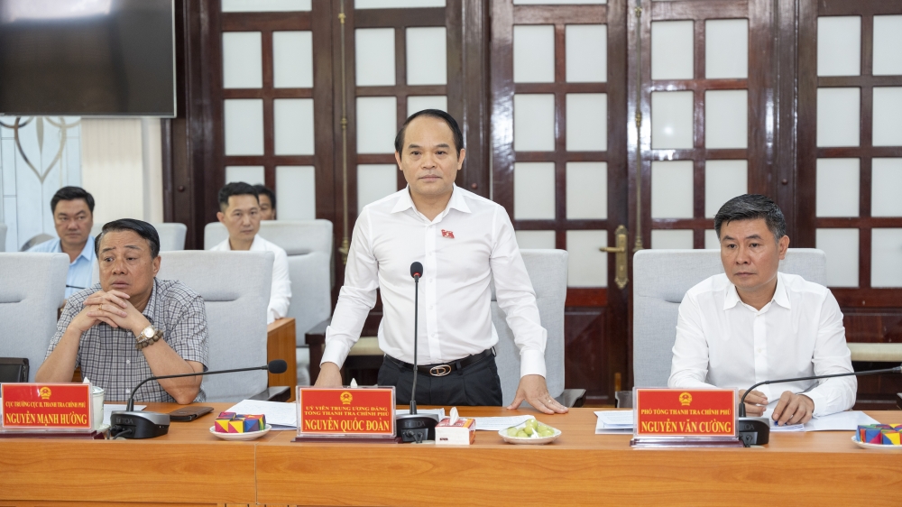 Tổng Thanh tra Chính phủ Nguyễn Quốc Đoàn phát biểu kết luận tại buổi làm việc