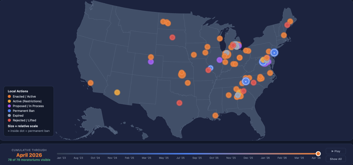 Ảnh: US Data Center Moratorium Tracker.&nbsp;