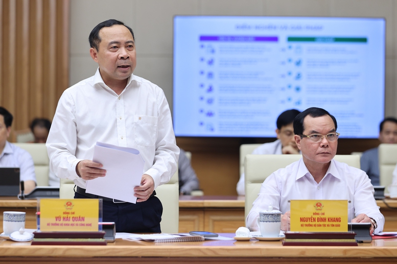 Bộ trưởng Bộ Khoa học và Công nghệ Vũ Hải Quân phát biểu - Ảnh: VGP. 