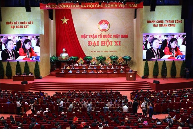 Quang cảnh phiên bế mạc Đại hội đại biểu Mặt trận Tổ quốc Việt Nam lần thứ XI. Ảnh: TTXVN.