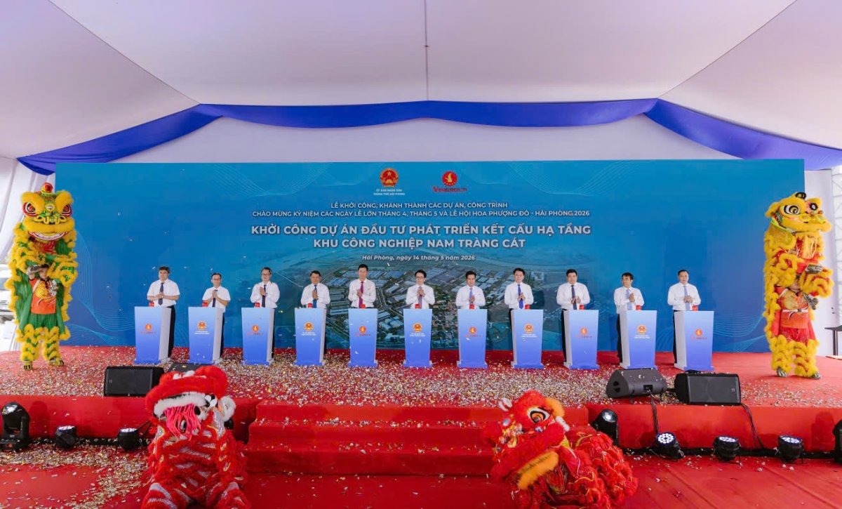 Dự án Đầu tư phát triển kết cấu hạ tầng Khu công nghiệp Nam Tràng Cát chính thức khởi công. Ảnh:&nbsp;Vinhomes.