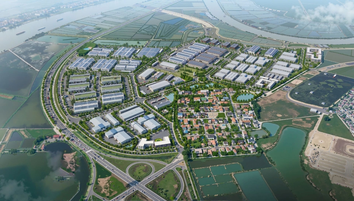 Khu công nghiệp Nam Tràng Cát sẽ trở thành mắt xích quan trọng trong hệ sinh thái công nghiệp - logistics của Hải Phòng. Ảnh: Phối cảnh dự án.