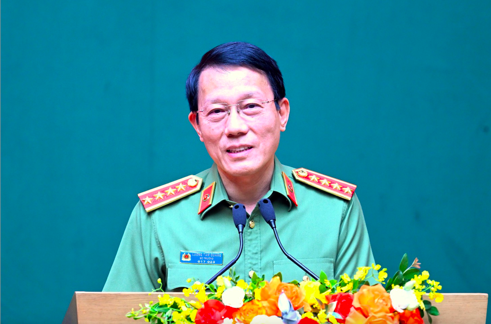 Bộ trưởng Lương Tam Quang phát biểu chỉ đạo tại buổi lễ - Ảnh: Bộ Công an.