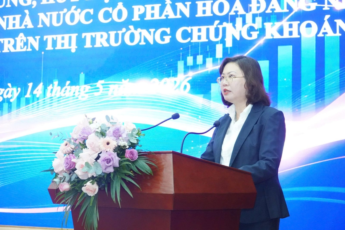 Chủ tịch UBCKNN Vũ Thị Chân Phương phát biểu tại Hội nghị. Ảnh: TTTT