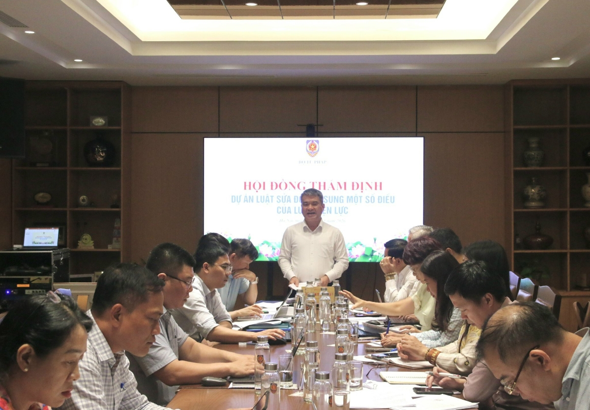 Thứ trưởng Nguyễn Thanh Tú phát biểu tại buổi thẩm định. Ảnh: MOJ.
