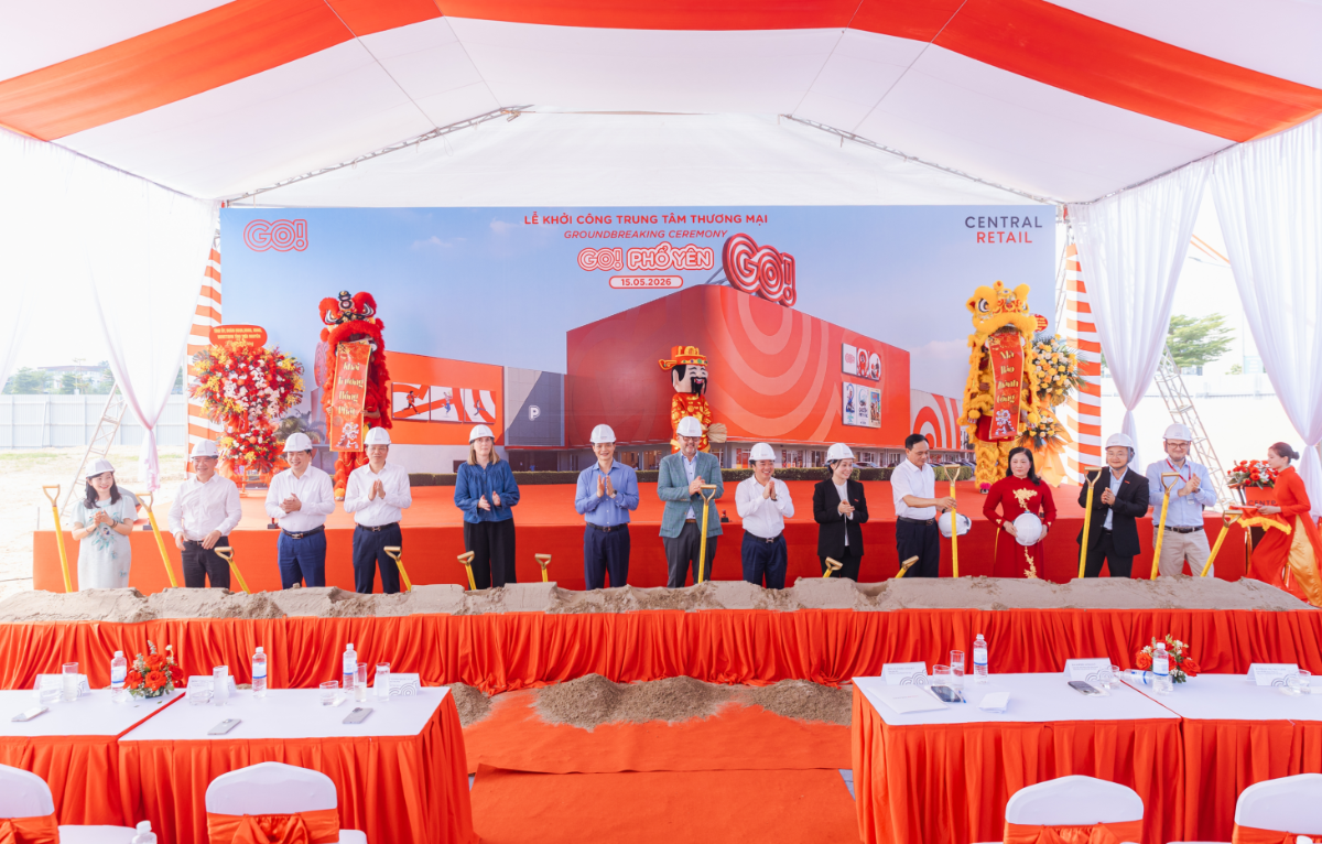Nghi thức tập đoàn Central Retail Việt Nam khởi công GO! Phổ Yên. Ảnh: Central Retail Việt Nam.