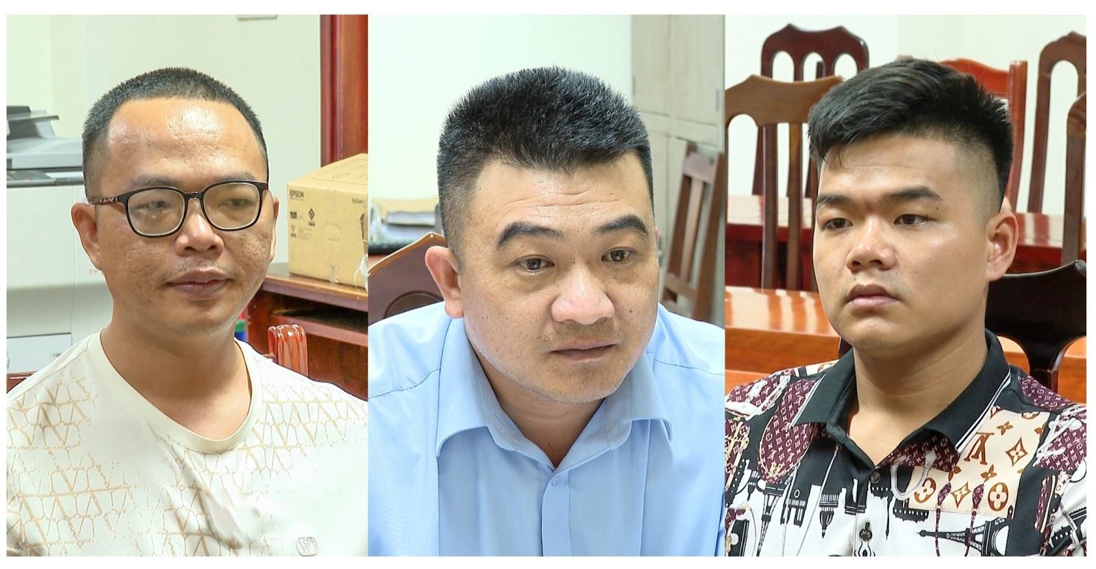 Các đối tượng Lê Thế Hải, Lê Thế Bẩy và Khuất Tiến Minh. Ảnh: Cổng thông tin điện tử Công an tỉnh Bắc Ninh.