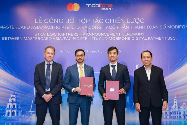 Công ty Cổ phầnThanh toán số MobiFone (MDP) và Mastercard chính thức công bố hợp tác chiến lược. Ảnh: MDP.