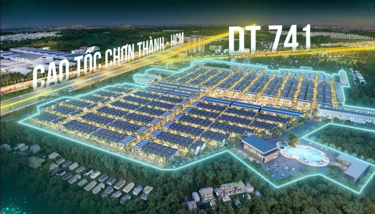 Dự án nằm ngay giao lộ của 2 tuyến đường huyết mạch ĐT 741 và Cao tốc Chơn Thành – TP.HCM. Ảnh: Từ Chủ đầu tư Phương Trường An.