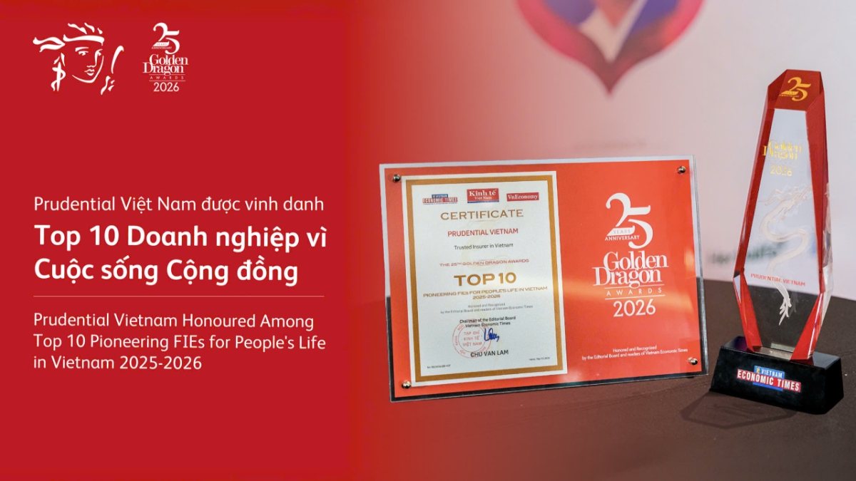 Prudential Việt Nam được vinh danh Top 10 Doanh nghiệp vì Cuộc sống Cộng đồng.