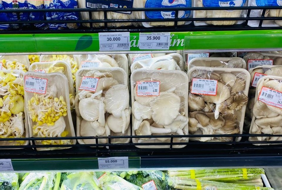 Các mặt hàng nấm của Krông Ana được Central Retail trưng bày với bộ nhận diện thương hiệu riêng biệt.
