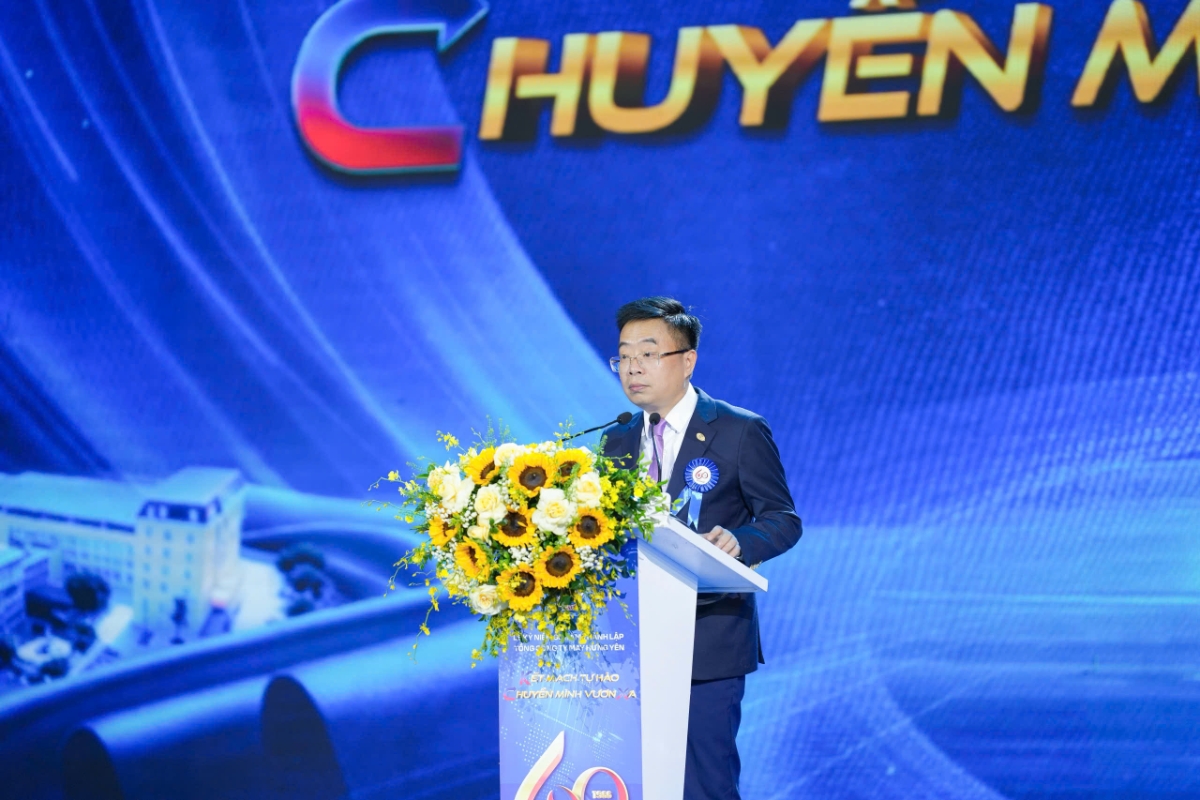 TS. Lê Tiến Trường, Chủ tịch HĐQT Tập đoàn Dệt May Việt Nam kiêm Chủ tịch HĐQT Tổng Công ty May Hưng Yên, chia sẻ tại buổi lễ.