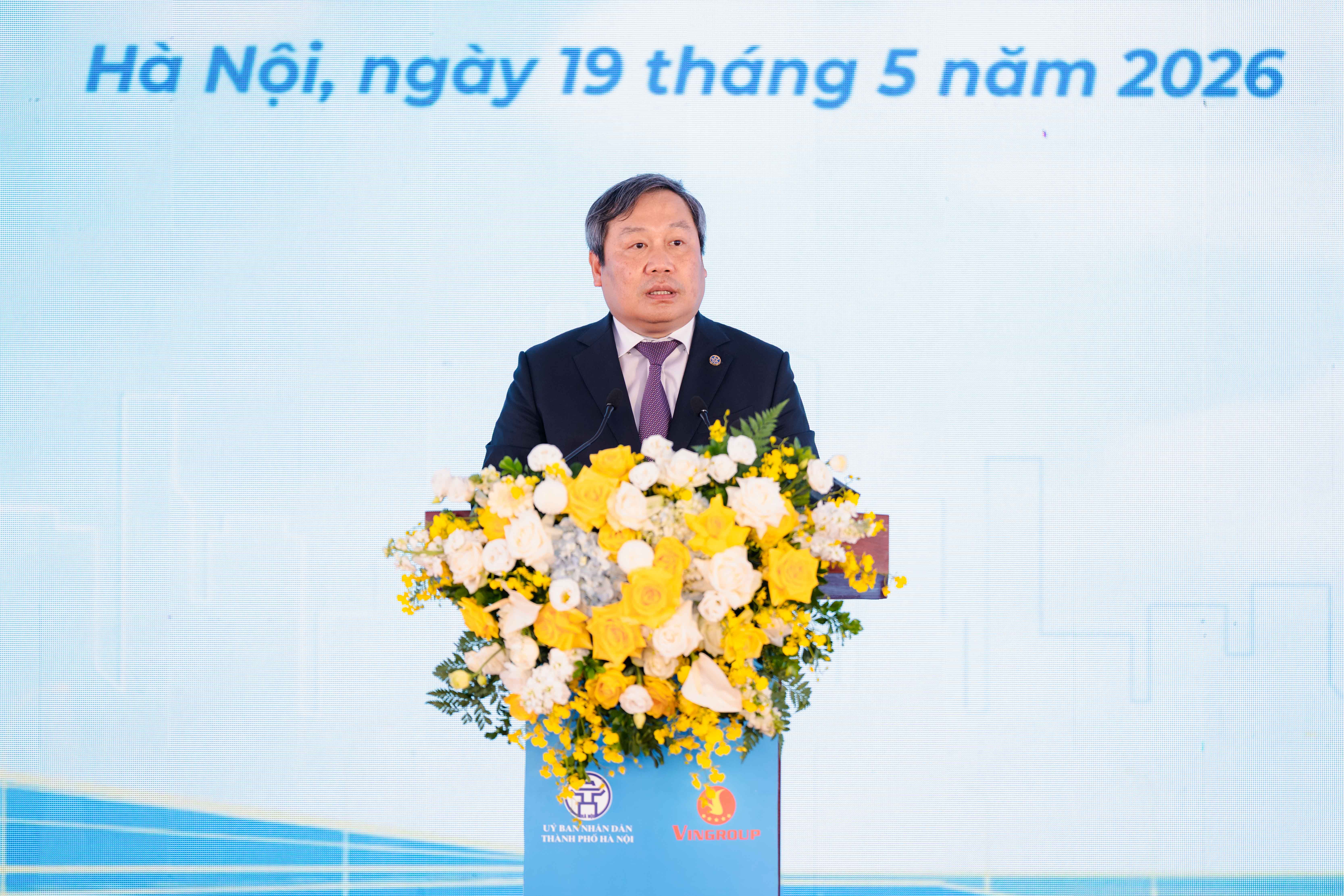 Chủ tịch UBND TP Hà Nội Vũ Đại Thắng phát biểu tại Lễ khởi công dự án.