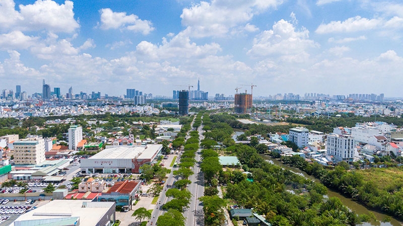 Đường Nguyễn Văn Linh nhìn từ trên cao