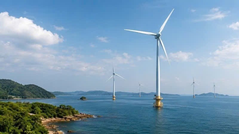 Dự án điện gió trên biển đầu tiên trên địa bàn tỉnh Quảng Ninh có công suất thiết kế 50MW, được triển khai tại đặc khu Cô Tô, với tổng vốn đầu tư trên 2.364 tỷ đồng. Ảnh minh họa