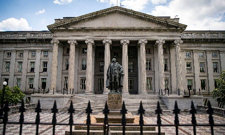 Trụ sở Bộ Tài chính Mỹ ở Washington DC - Ảnh: Reuters.