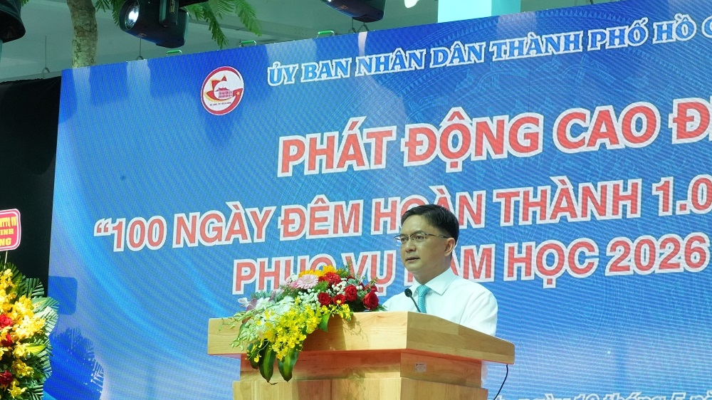 Phó Chủ tịch UBND TP. Hồ Chí Minh Nguyễn Mạnh Cường phát biểu tại buổi lễ -&nbsp;Ảnh: Cổng thông tin điện tử TP. Hồ Chí Minh