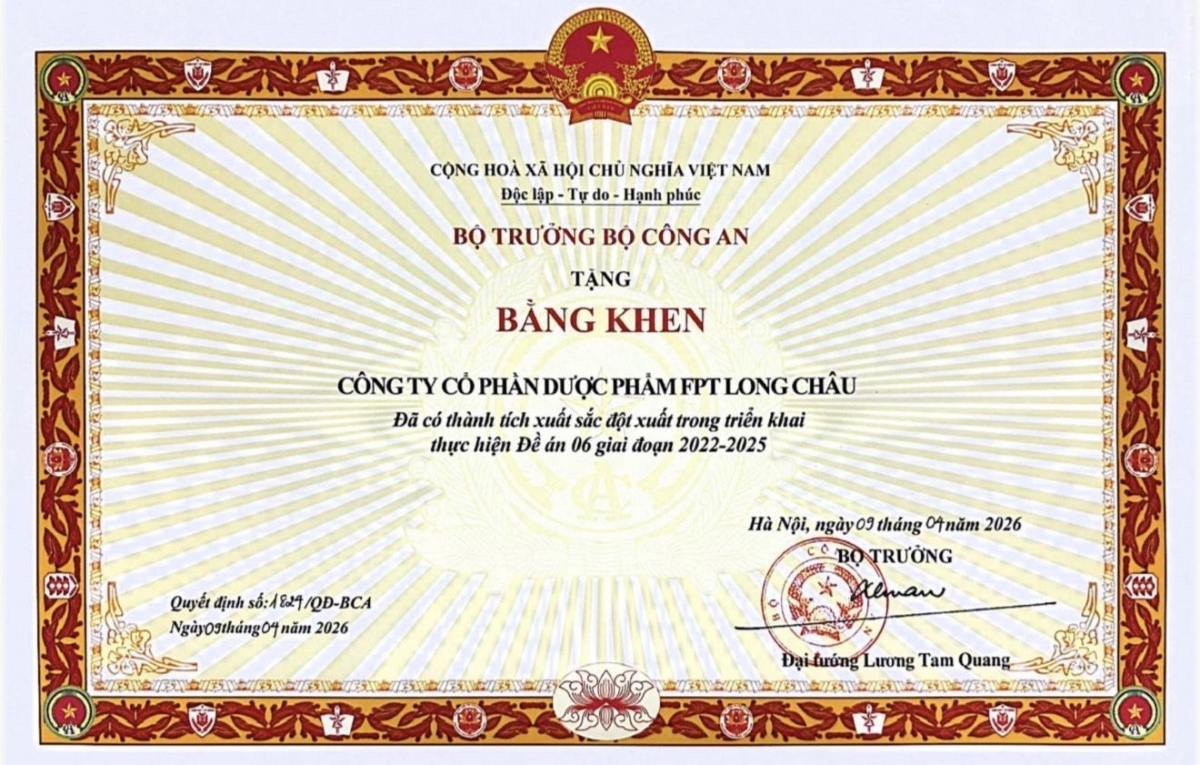 Hệ thống nhà thuốc và trung tâm tiêm chủng Long Châu là đơn vị xuất sắc trong triển khai thực hiện Đề án 06 giai đoạn 2022 - 2025.