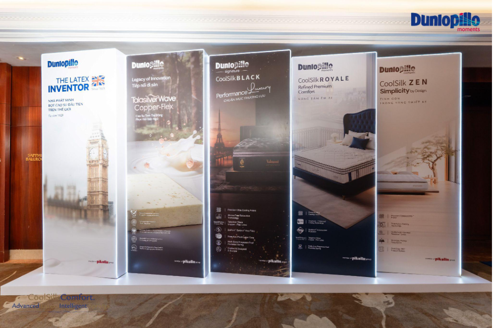 Dunlopillo Vietnam launched CoolSilk ZEN, ROYALE, BLACK Signature and new Talasilver™ Copper-Flex Latex technology.