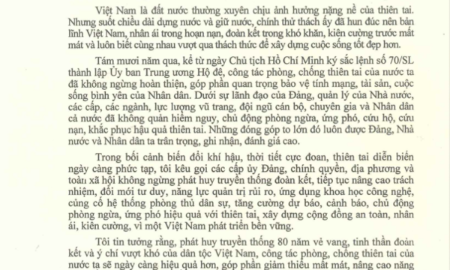Thư của Tổng Bí thư, Chủ tịch nước Tô Lâm.