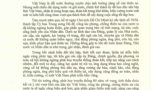 Tổng Bí thư, Chủ tịch nước Tô Lâm gửi thư nhân kỷ niệm Ngày truyền thống phòng, chống thiên tai Việt Nam