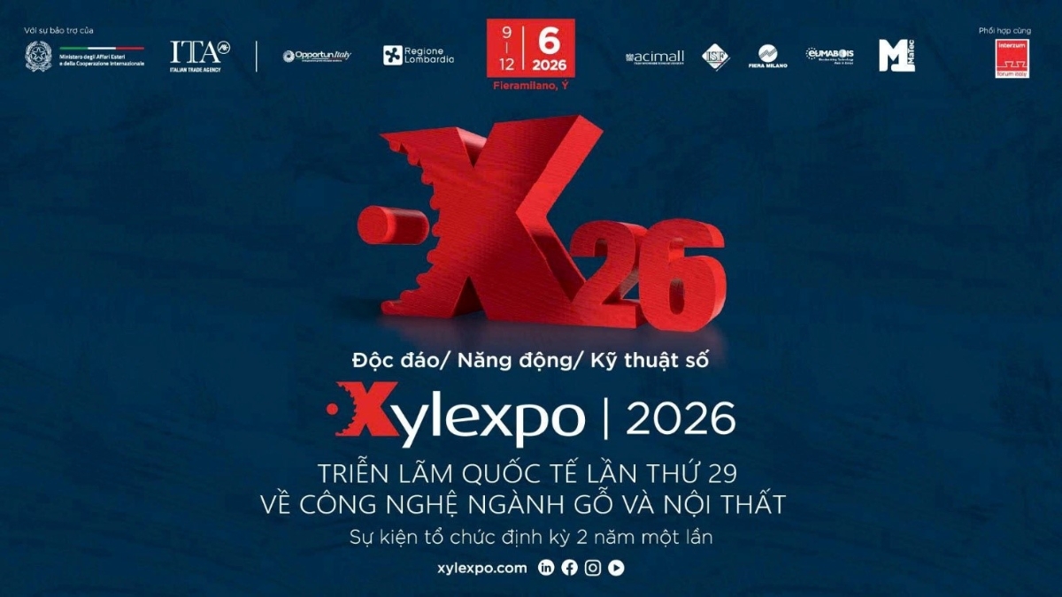 Triển lãm quốc tế Xylexpo 2026 sẽ diễn ra từ 9-12/6/2026 tại FieraMilano-Rho (Ý). Nguồn: Thương vụ Ý.