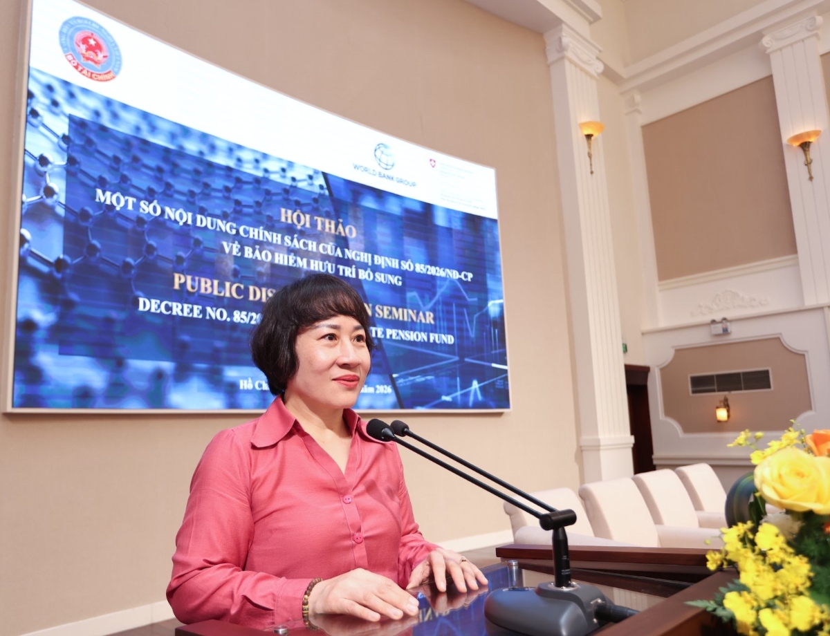 Bà Phạm Thị Thanh Tâm, Phó Vụ trưởng Vụ Các định chế tài chính (Bộ Tài chính), phát biểu tại hội thảo. Ảnh: Lê Toàn.