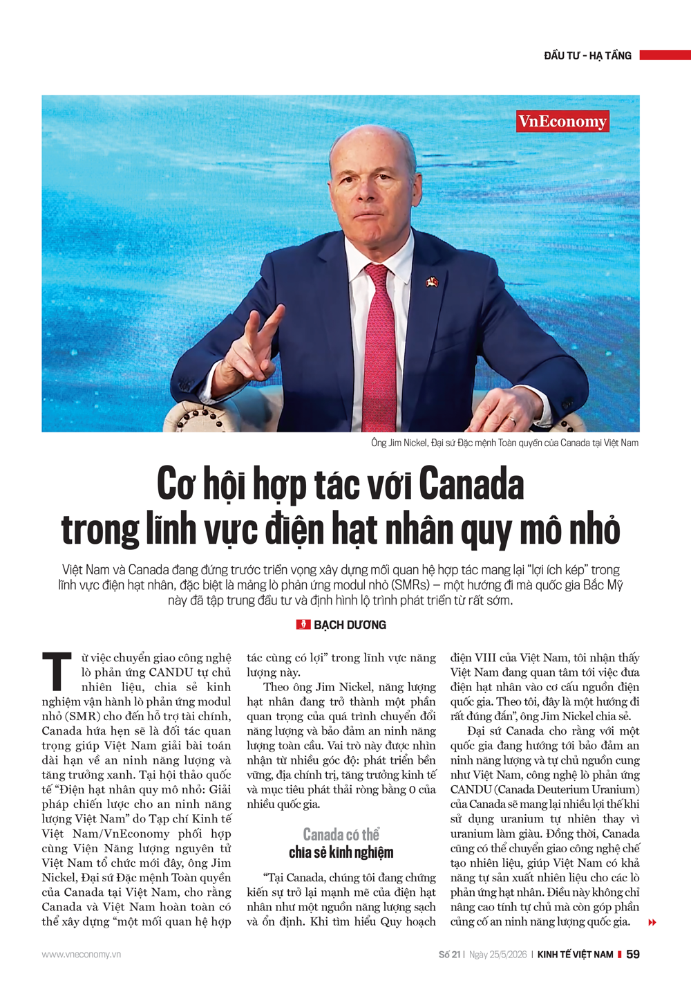 Cơ hội hợp tác Việt Nam - Canada trong lĩnh vực điện hạt nhân quy mô nhỏ - Ảnh 1