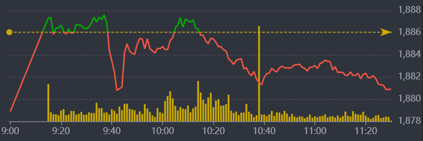 Diễn biến VN-Index sáng nay.