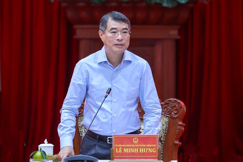 Thủ tướng Lê Minh Hưng phát biểu tại cuộc làm việc với Ban Thường vụ Tỉnh ủy Đồng Tháp - Ảnh: VGP