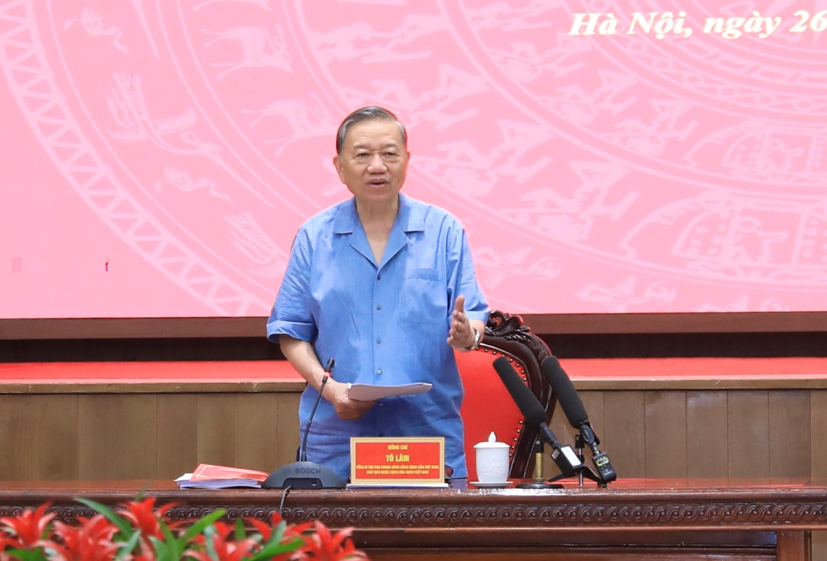 Tổng Bí thư, Chủ tịch nước Tô Lâm phát biểu tại Hội nghị. (Ảnh: UBND TP. Hà Nội)