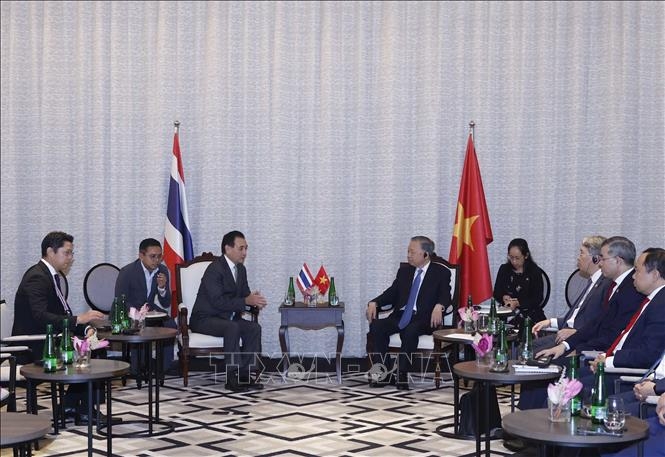 Tổng Bí thư, Chủ tịch nước Tô Lâm tiếp ông Sarath Ratanavadi, Giám đốc, Phó Chủ tịch Hội đồng quản trị kiêm Tổng Giám đốc điều hành Tập đoàn Gulf Development. Ảnh: TTXVN
