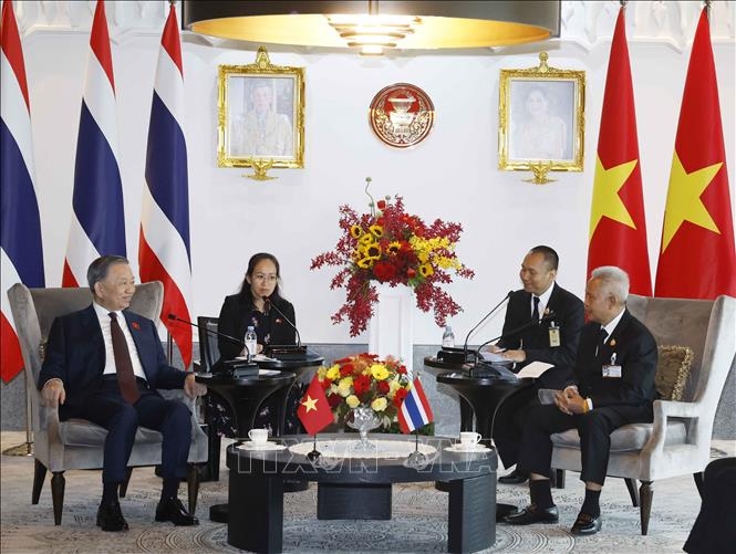 Tổng Bí thư, Chủ tịch nước Tô Lâm hội kiến Chủ tịch Quốc hội Thái Lan Sophon Saram. Ảnh: TTXVN
