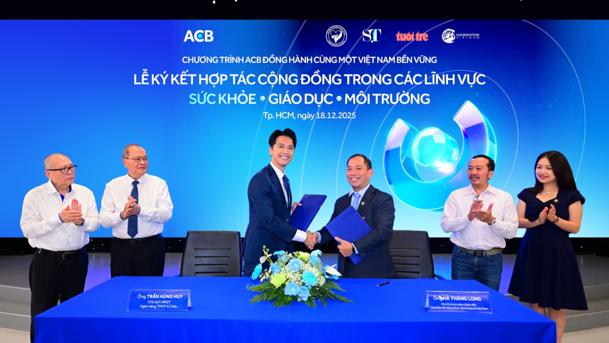Năm 2025, ACB công bố mô hình PTBV, thông qua loạt thỏa thuận hợp tác dài hạn trong các lĩnh vực sức khỏe, giáo dục, môi trường. Ảnh: ACB.