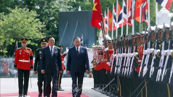 Lễ đón Tổng Bí thư, Chủ tịch nước Tô Lâm và Phu nhân thăm chính thức Vương quốc Thái Lan