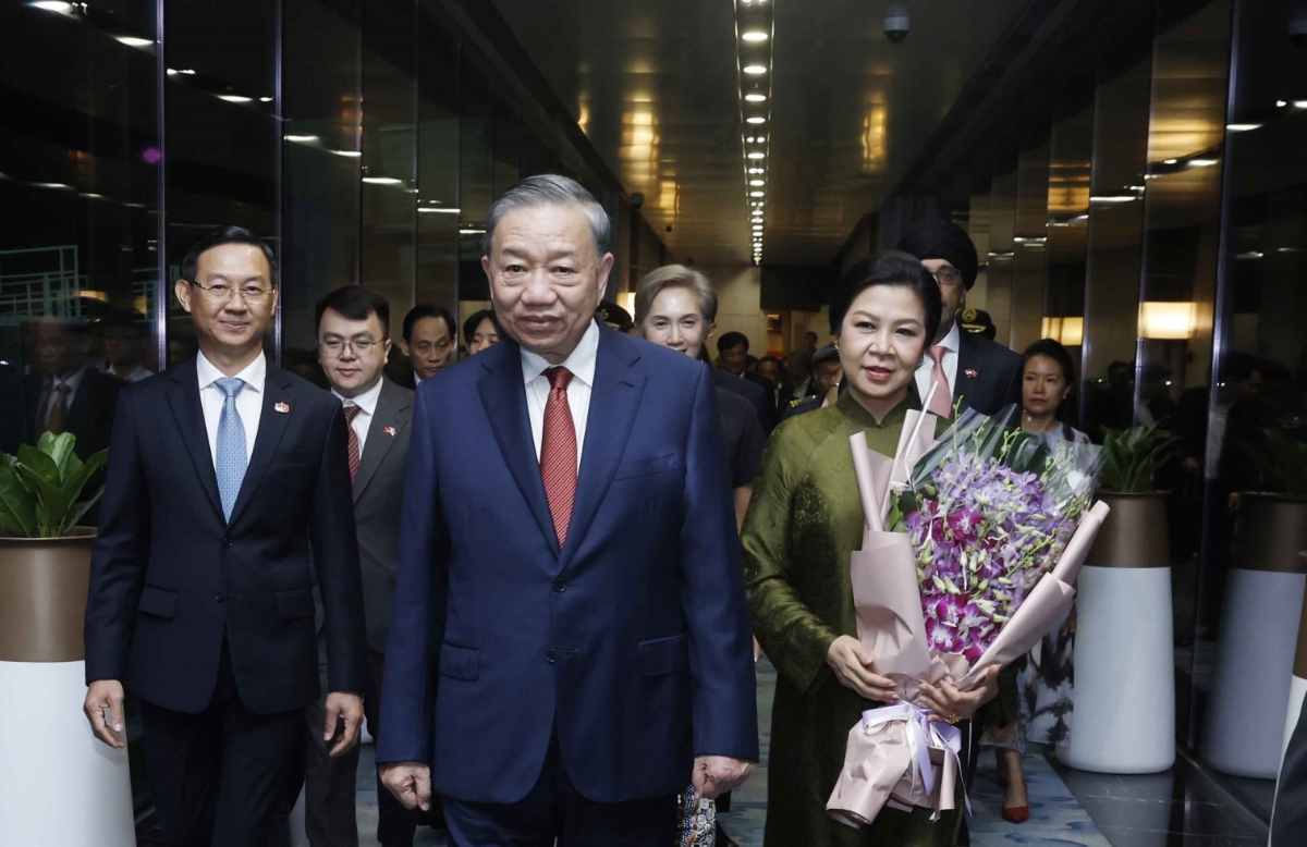 Cán bộ, nhân viên Đại sứ quán và cộng đồng người Việt Nam tại Singapore đón Tổng Bí thư, Chủ tịch nước Tô Lâm và Phu nhân. Ảnh: TTXVN