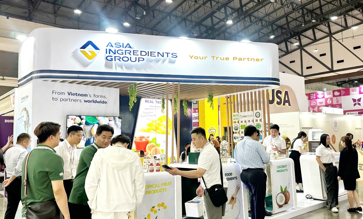Tập đoàn nguyên liệu Á Châu (AIG) thu hút đông đảo đối tác và khách thương mại quốc tế đến tham quan, kết nối hợp tác tại THAIFEX-Anuga Asia 2026. Ảnh: AIG.