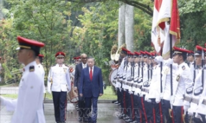 Lễ đón trọng thể Tổng Bí thư, Chủ tịch nước Tô Lâm thăm cấp Nhà nước Singapore