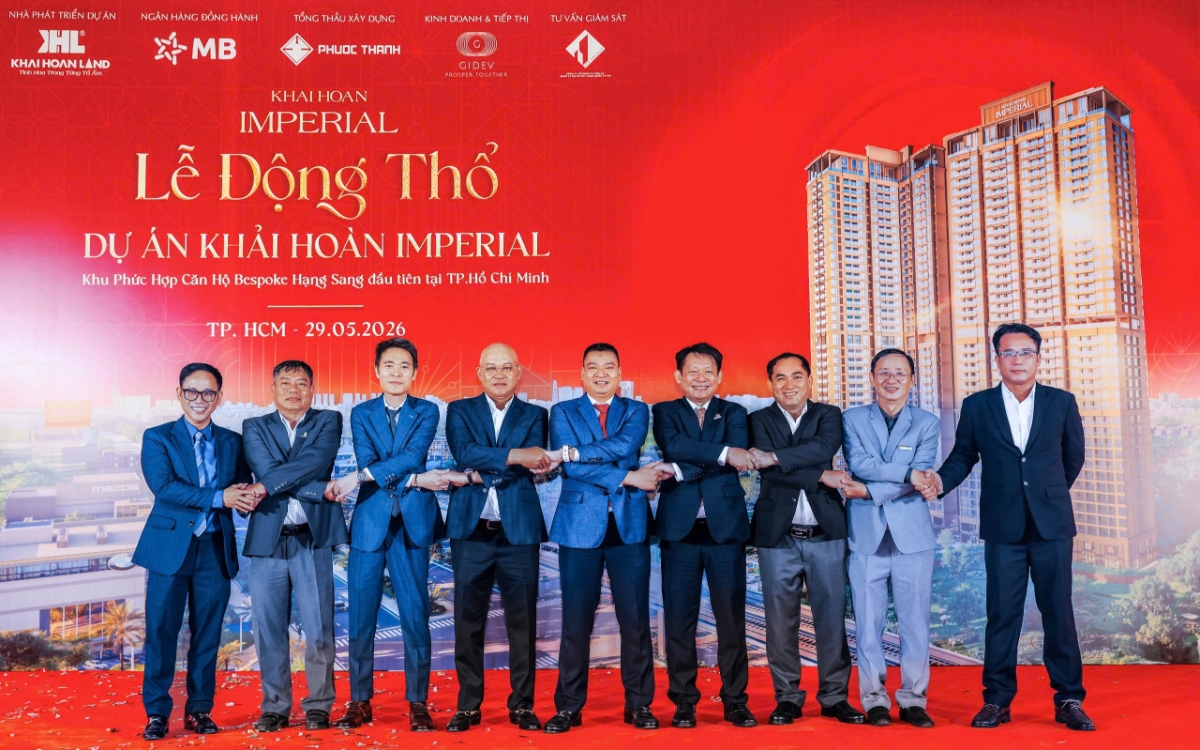 Đại diện Tổng thầu xây dựng Phước Thành khẳng định quyết tâm đồng hành triển khai dự án đúng tiến độ.&nbsp;Ảnh:&nbsp;Khải Hoàn Land.