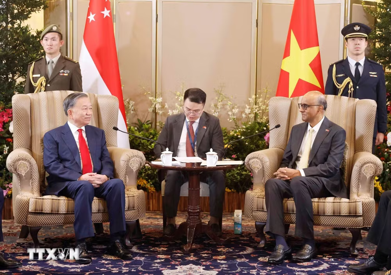 Tổng Bí thư, Chủ tịch nước Tô Lâm hội đàm với Tổng thống Singapore Tharman Shanmugaratnam - Ảnh: TTXVN