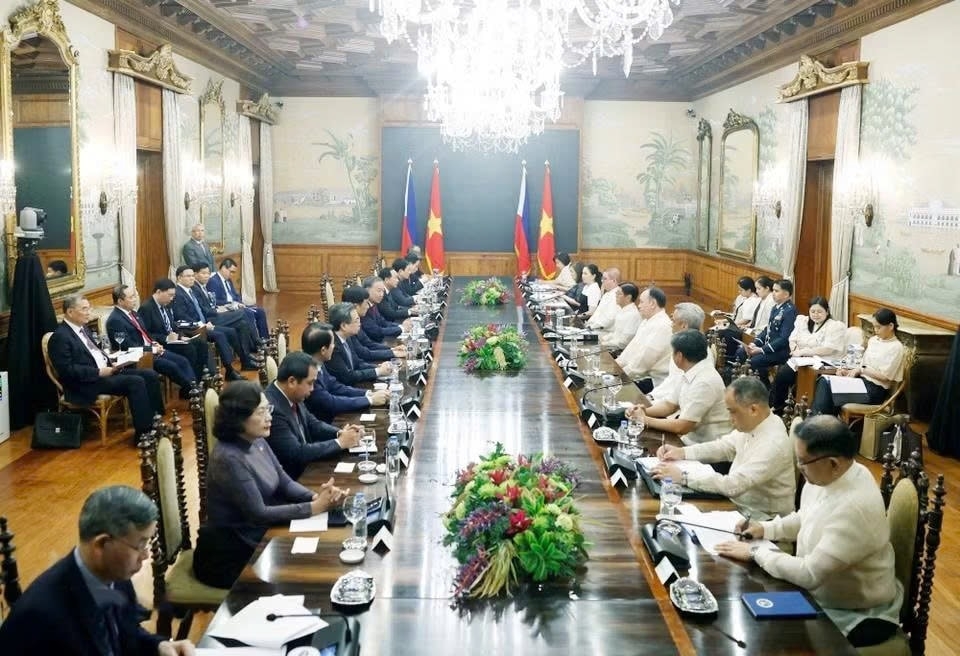 Tổng Bí thư, Chủ tịch nước Tô Lâm và Tổng thống Philippines Ferdinand Romualdez Marcos Jr. hội đàm cấp Nhà nước. Ảnh: TTXVN