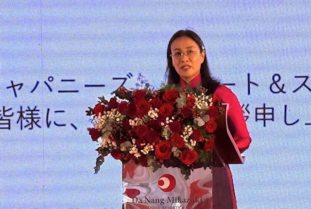 Phó Chủ tịch UBND thành phố Đà Nẵng Nguyễn Thị Anh Thi, phát biểu tại lễ khánh thành. Ảnh Ngô Anh Văn