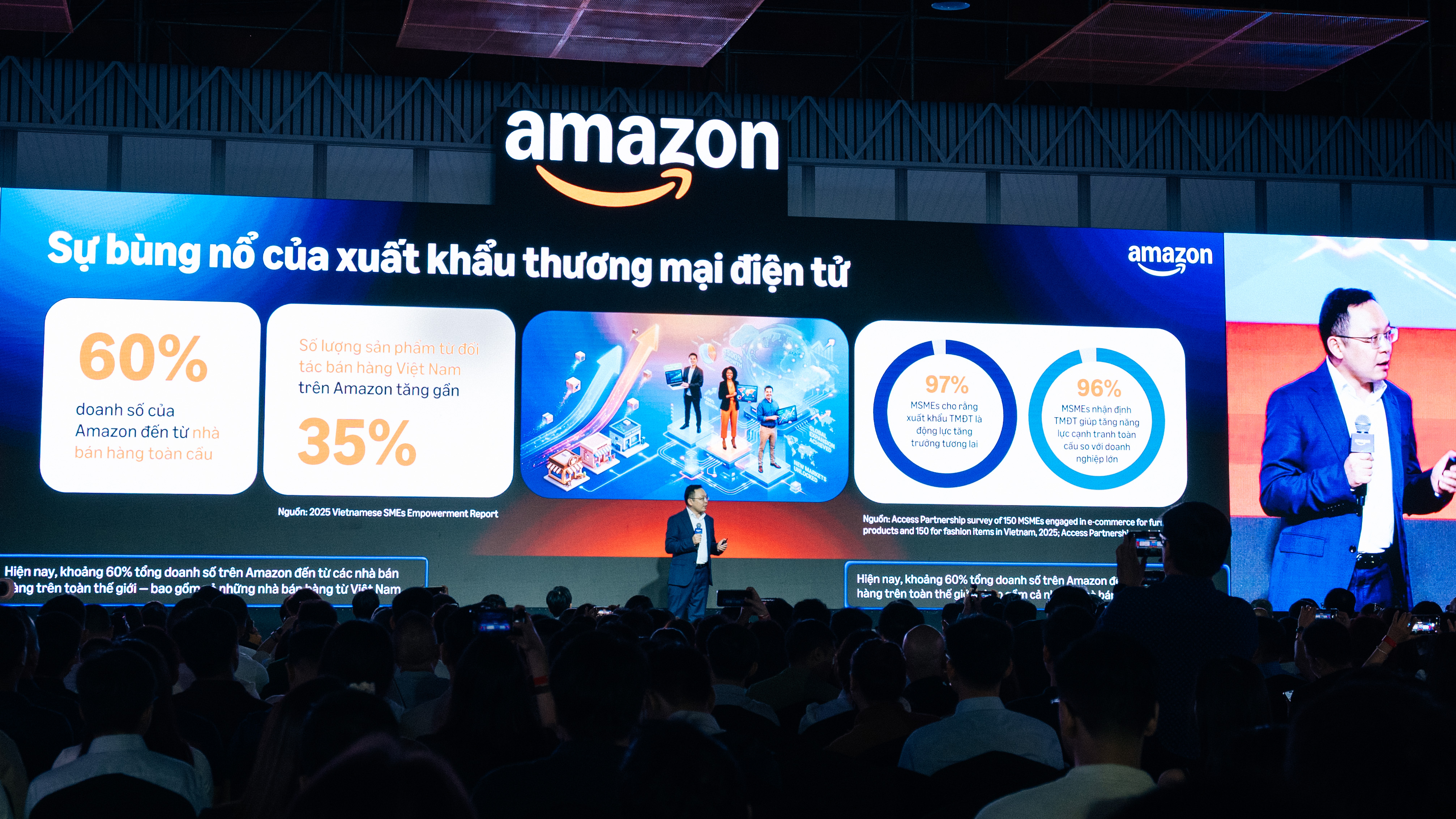 Cơ hội cho Việt Nam trở thành trung tâm xuất khẩu qua thương mại điện tử hàng đầu Đông Nam Á 1 Ông Larry Hu, Giám đốc điều hành Amazon Global Selling khu vực Đông Nam Á, cam kết triển khai các chiến lược tăng trưởng theo ngành hàng để thúc đẩy xuất khẩu trực tuyến của Việt Nam.