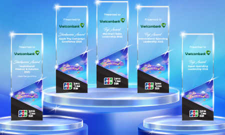 5 giải thưởng Vietcombank nhận được tại hội nghị JCB Việt Nam 2026.