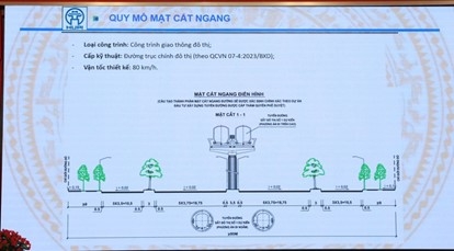 Quy mô mặt cắt ngang tuyến Quốc lộ 1A, tỷ lệ 1/500.