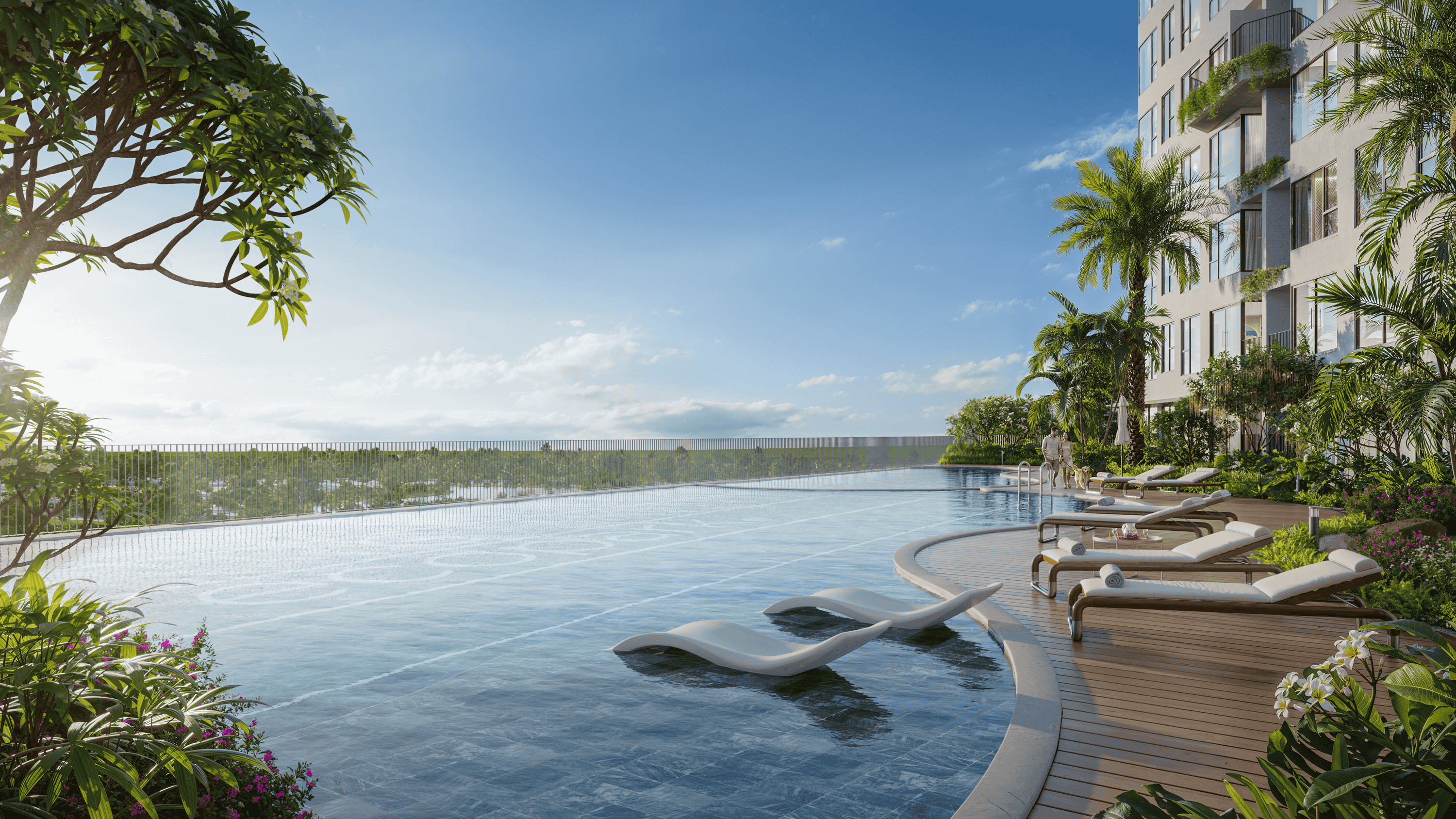 Bể bơi điện phân muối tại Forest Onsen. Ảnh dự án.